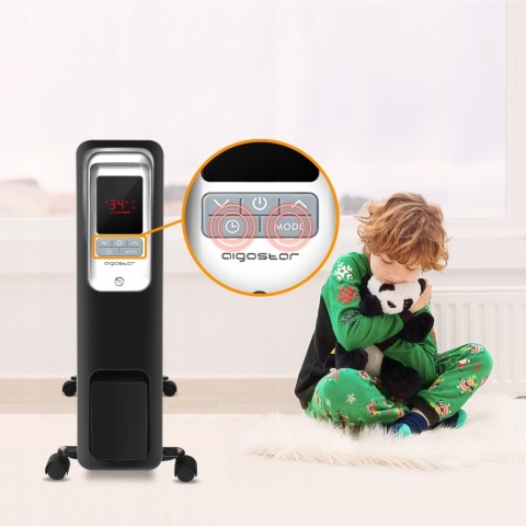 Grzejnik olejowy Aigostar (Model 330000JHH) – 12 żeber, z panelem LED 2500w