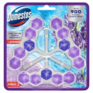 Kostka do WC zawieszka toaletowa Domestos Power 5 Lavender 3x50g