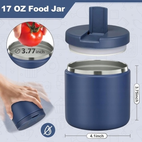 LUNCH BOX TERMICZNY POJEMNIK NA ŻYWNOŚĆ ZE STALI NIERDZEWNEJ 560 ML termos obiadowy