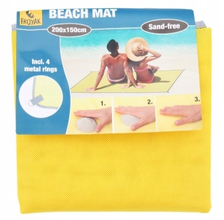 MATA PLAŻOWA BEZPIASKOWA 200x150 CM – ŻÓŁTA mata piknikowa