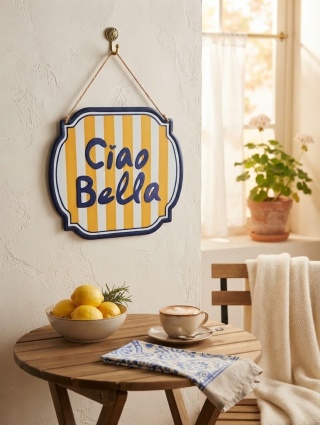 Metalowa tabliczka dekoracyjna Ciao Bella – styl retro / vintage do kuchni i salonu