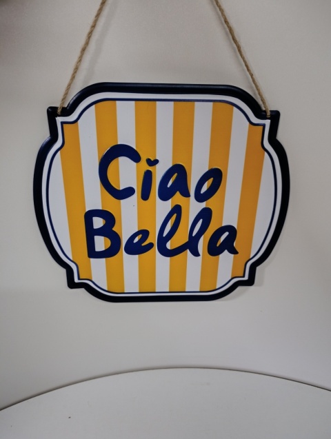 Metalowa tabliczka dekoracyjna Ciao Bella – styl retro / vintage do kuchni i salonu