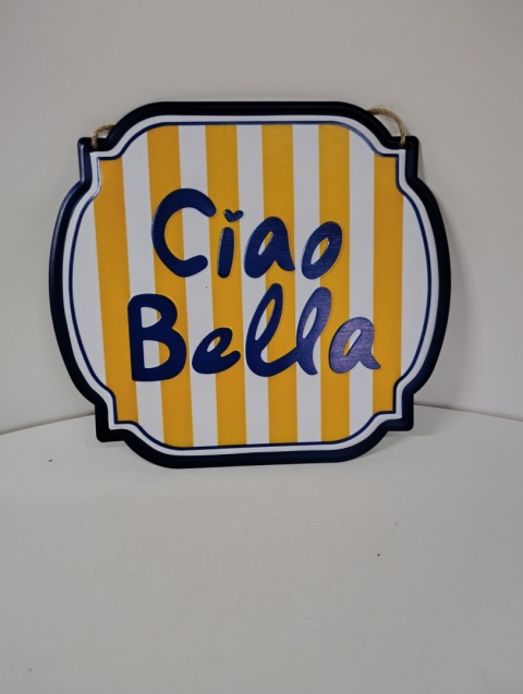 Metalowa tabliczka dekoracyjna Ciao Bella – styl retro / vintage do kuchni i salonu