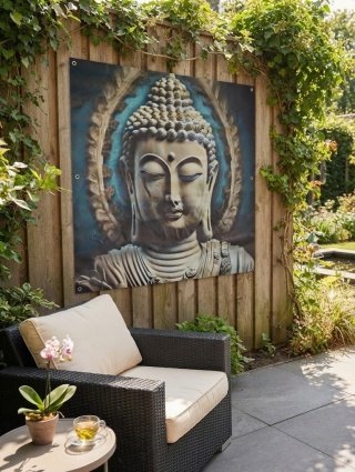 Plakat Zewnętrzny 80x80 cm Budda Obraz Ogrodowy Na Płot Balkon Taras Wodoodporny UV