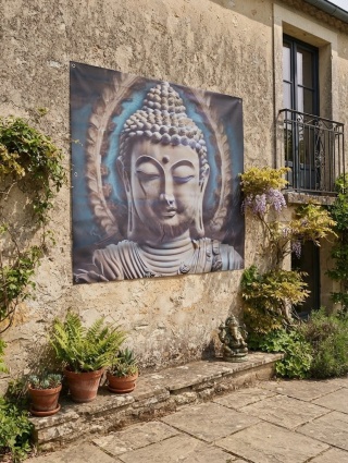 Plakat Zewnętrzny 80x80 cm Budda Obraz Ogrodowy Na Płot Balkon Taras Wodoodporny UV