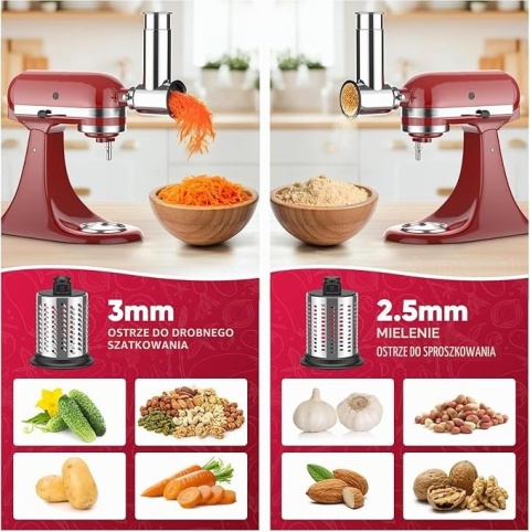 Profesjonalna nasadka krajalnica i tarka Cofun do mikserów stojących KitchenAid