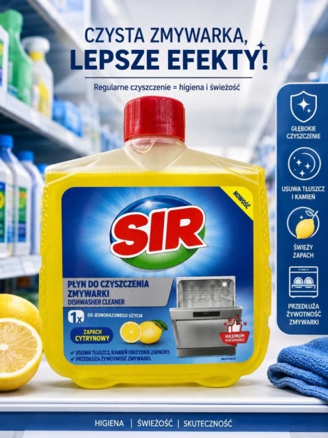 SIR PŁYN DO CZYSZCZENIA ZMYWARKI O ZAPACHU CYTRYNY 250ml