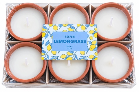 ŚWIECZKI ZAPACHOWE W NACZYNKACH – LEMONGRASS – 6 SZT.