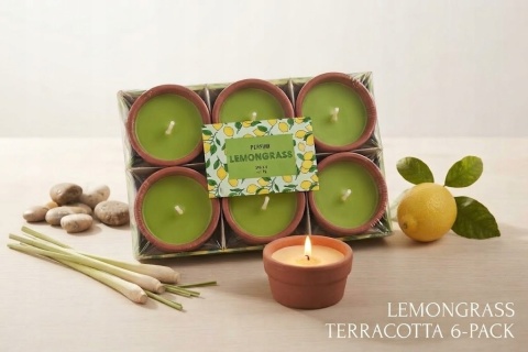ŚWIECZKI ZAPACHOWE W NACZYNKACH – LEMONGRASS – 6 SZT.