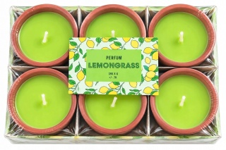 ŚWIECZKI ZAPACHOWE W NACZYNKACH – LEMONGRASS – 6 SZT.
