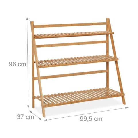 Szeroki składany kwietnik z 3 półkami bambus 99x37x96 cm