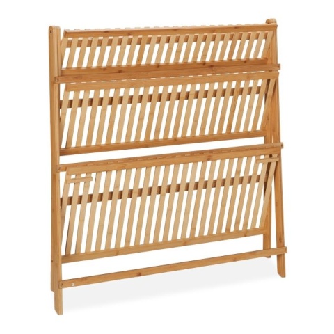 Szeroki składany kwietnik z 3 półkami bambus 99x37x96 cm