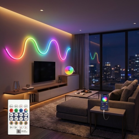 Taśma neon led 5m rgb bluetooth aplikacja pilot wodoodporna elastyczna