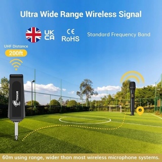 2x Bezprzewodowy Mikrofon Do Ręki TONOR TW320 UHF (60m Zasięgu) zestaw