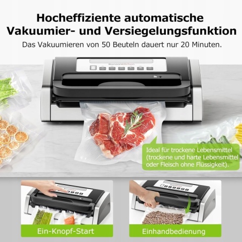Zgrzewarka próżniowa Bonsenkitchen VS4100 blokada uchwytu + zapas worków