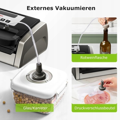 Zgrzewarka próżniowa Bonsenkitchen VS4100 blokada uchwytu + zapas worków