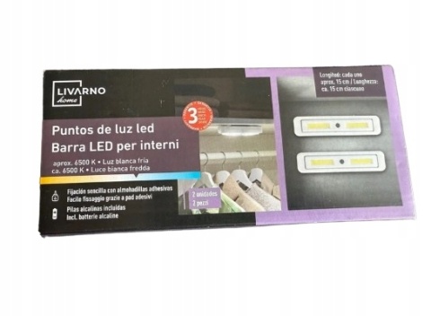 2 szt Lampa LED Livarno home szare, oświetlenie szafek półek na baterie