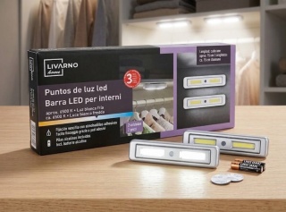 2 szt Lampa LED Livarno home szare, oświetlenie szafek półek na baterie