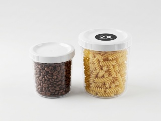 2 szt Pojemniki plastikowe (700 ml + 400 ml) – Praktyczne i Trwałe Słoiki z Nakrętkami