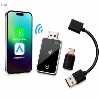Adapter Bezprzewodowy CarPlay Android Auto 2w1 Wireless USB USB-C