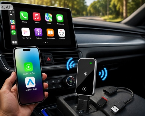 Adapter Bezprzewodowy CarPlay Android Auto 2w1 Wireless USB USB-C