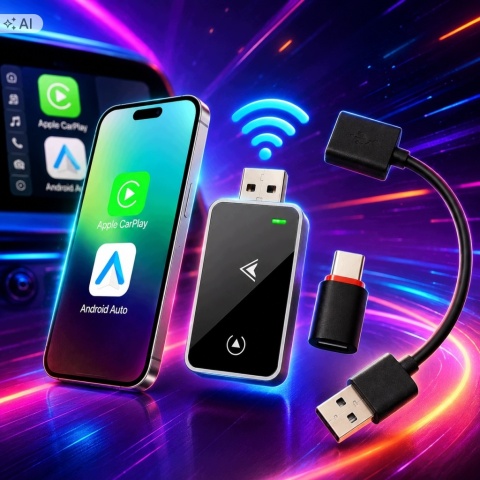 Adapter Bezprzewodowy CarPlay Android Auto 2w1 Wireless USB USB-C