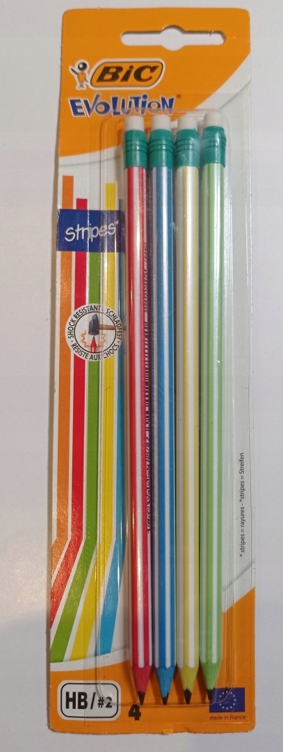 BIC Ołówek grafitowy z gumką HB bezdrzewny bezpieczny 4szt wielokolorowy