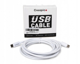 CREAPICO kabel USB-C – USB-C 240W 2 m szybkie ładowanie