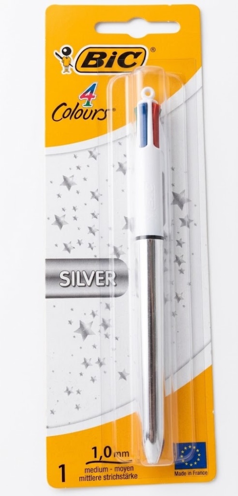 Długopis Automatyczny BIC 4 Colours – Silver Srebrny 1.0 mm