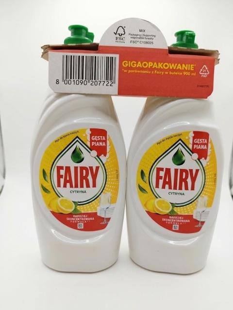 Fairy płyn do mycia naczyń Cytryna 2x 900ml Gigaopakowanie