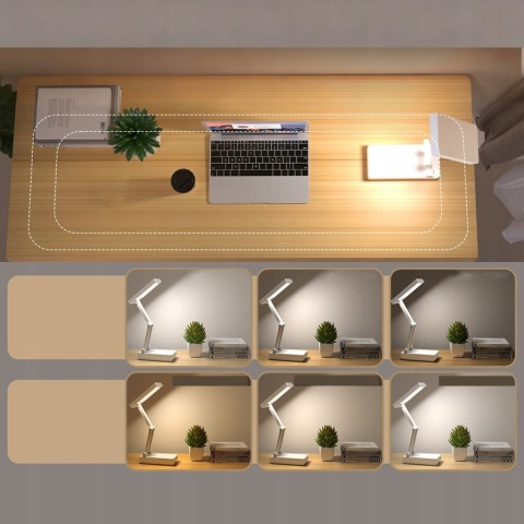 Lampka Biurkowa LED Akumulatorowa Składana USB-C Ściemnialna