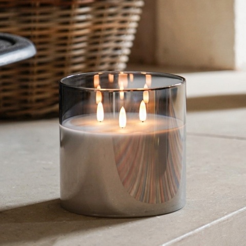 ŚWIECA LED W SZKLE – LIVARNO home (3 KNOTY) ruchomy płomień