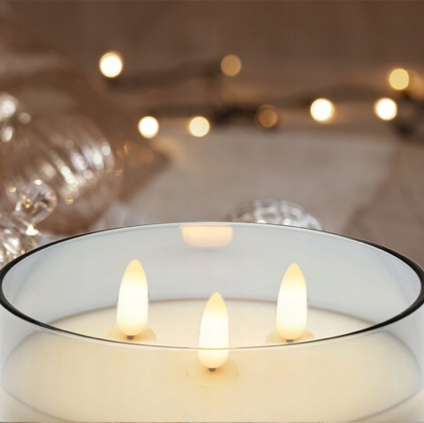 ŚWIECA LED W SZKLE – LIVARNO home (3 KNOTY) ruchomy płomień