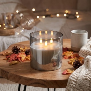 ŚWIECA LED W SZKLE – LIVARNO home (3 KNOTY) ruchomy płomień