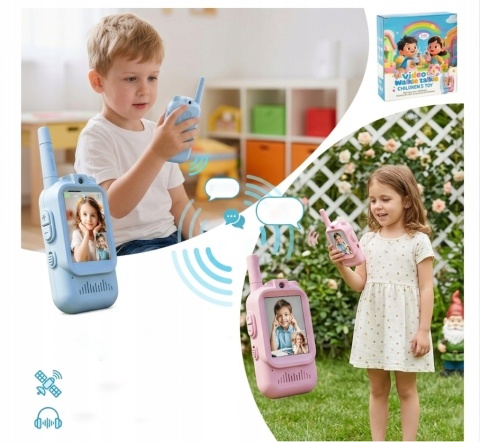 VIDEO WALKIE-TALKIE DLA DZIECI KRÓTKOFALÓWKA Z KAMERĄ I EKRANEM LCD