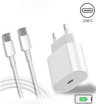 2 sz komplet Szybka ładowarka z kablem kostka zasilacz USB-C 25W kabel USB-C
