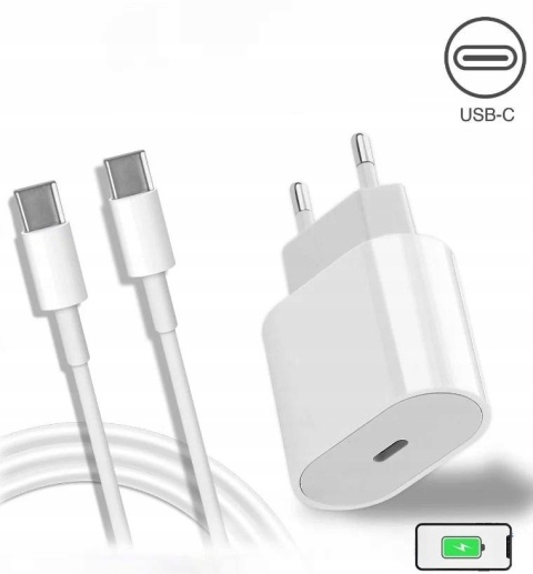 2 sz komplet Szybka ładowarka z kablem kostka zasilacz USB-C 25W kabel USB-C