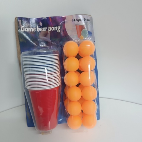 GRA PIWNY PING PONG BEER PONG 24 KUBKI 24 PIŁKI ALKOHOLOW ZABAWA NA IMPREZE