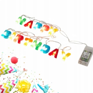 Imprezowa girlanda świetlna neon na urodziny 13 lampek LED HAPPY BIRTHDAY