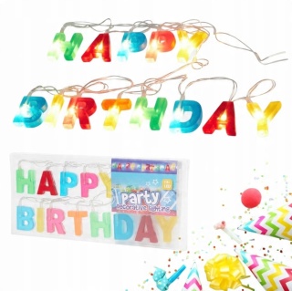 Imprezowa girlanda świetlna neon na urodziny 13 lampek LED HAPPY BIRTHDAY