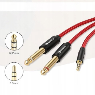 Kabel Przewód Rozdzielacz Typu Y mini Jack 3,5mm do 6,35mm Wtyk Stereo 3m
