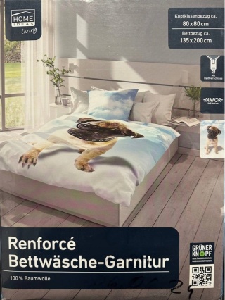 Komplet pościeli Renforcé 100% bawełna Wzór Pies Mops 135x200 cm Komplet pościeli Renforcé 100% bawełna