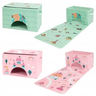 POJEMNIK ORGANIZER NA ZABAWKI + mata DO ZABAWY 39X24X97,5 CM KOLOR ZIELONY