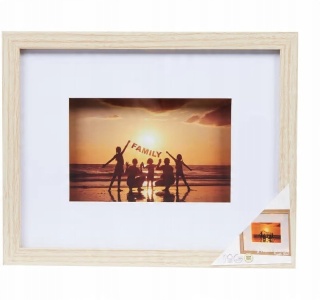 Ramka na zdjęcia ze światłem LED 25x20 cm 9 DIOD TIMER Drewniana BRĄZOWA