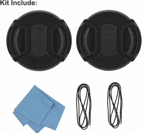 SIOTI Osłona Obiektywu 62mm (dekiel, dekielek) Zestaw 2 sztuki + czyścik