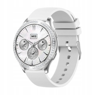 Smartchwatch AK53 srebrna bransoleta + biała opaska