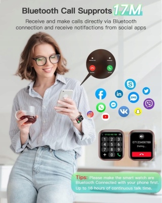 Smartwatch ID208 PLUS różowy ALEXA wykonywanie połączeń IOS Android