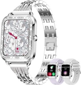 Smartwatch damski z funkcją telefonu 1,29" SREBRNY Fitonyo L68 + 2 paski