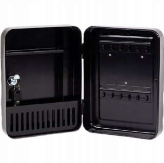 Szafka na klucze zamykana Metalowa12 haków półka kieszeń CZARNA 25x18x7.5cm