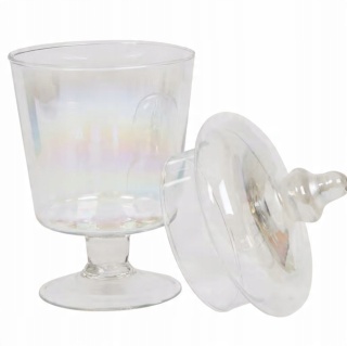 Klosz, patera Szklana bombonierka z efektem hologramu wys. 24 cm